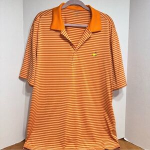 Masters Tech Golf Mens Sz XXL Orange Striped Short Sleeve Embroidered Logo Polo